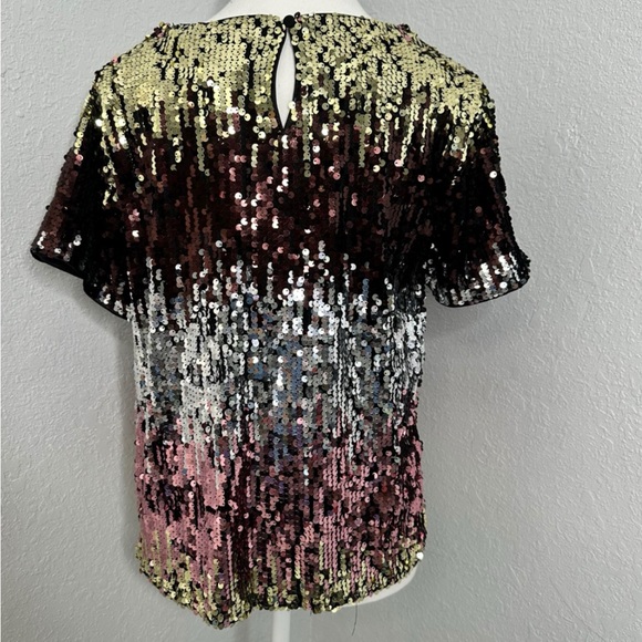 Eva Franco Sequin Short Sleeve Top - Gold, Brown, Silver - Picture 2 of 2